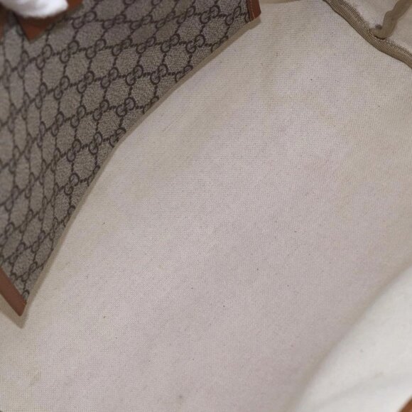 GUCCI GG Supreme Web Sherry Line Tote Bag PVC Beige Red 211134 Auth 153074 - Picture 10 of 16